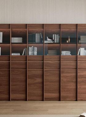 北美黑胡桃实木书柜储木物柜客架厅展示柜置物墙落地柜全FZN实整