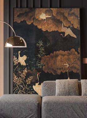 现代复新古风客25078厅进门玄关装饰仙画沙发中式挂画法中古风式