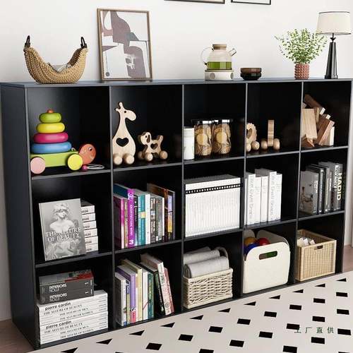 个定8534制收纳柜黑色简约组合靠墙书柜单格子多客功能厅展示柜中