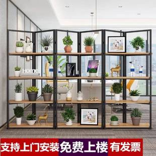 屏风书架办室花架置NUR架铁艺示隔断工业风置物架公展物架陈列架