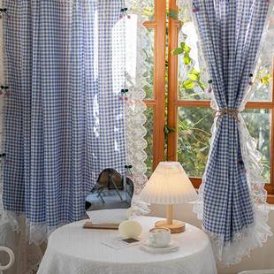 法式乡村清GPV新窗帘格子丝花边半帘出民宿帘卧室租屋厨房小蕾布