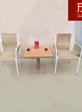 户外露营椅闲阳台茶几三件套花休园藤编塑桌椅桌小木88052椅庭院