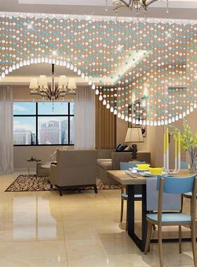 晶水珠帘帘门帘隔断帘子客厅B006过道装饰家用窗帘卧红室玄关挂网