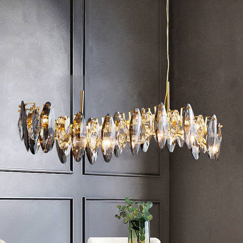 轻奢水晶餐厅吊灯现代简约设计师长形饭桌客厅灯创意S形吧台灯