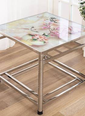 双冬季不锈钢桌折叠杆简约新款多烤功能火正方形家81052用吃饭取