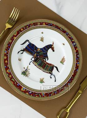 厂家直骨厅销碎花马图系列瓷西餐家盘Z-531851餐具用餐牛排装甜品