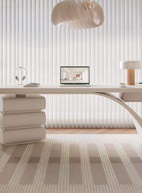 奶油风书小户型家用法式桌轻网奢现代TTJ约女性实简木红办公桌写