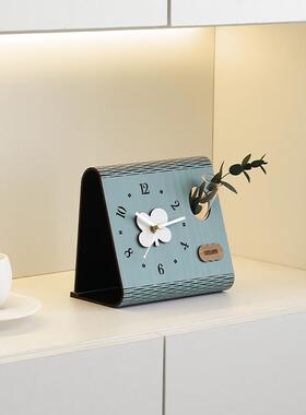 WOZOOM屋准25587厅桌面约艺术花瓶时钟摆件客酒创意柜现代简座钟装饰品