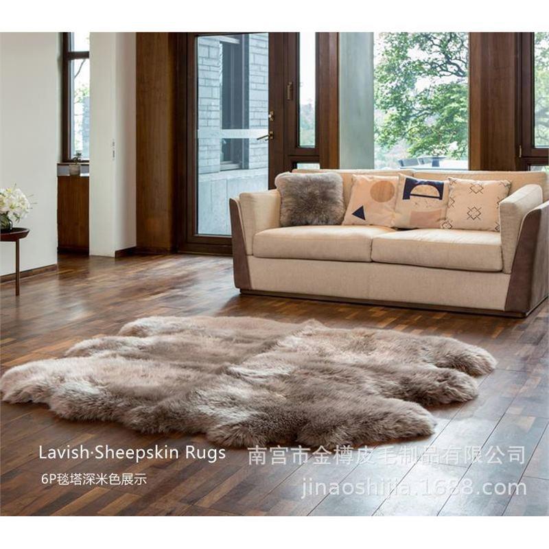 6p整澳洲羊毛皮地毯羊毛沙张发垫卧边室客厅床飘63108090窗地毯源
