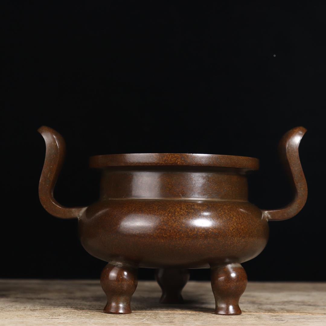 特大纯铜香朝冠耳仿号古大明德炉家用宣炉上香供奉炉DTK紫铜熏香