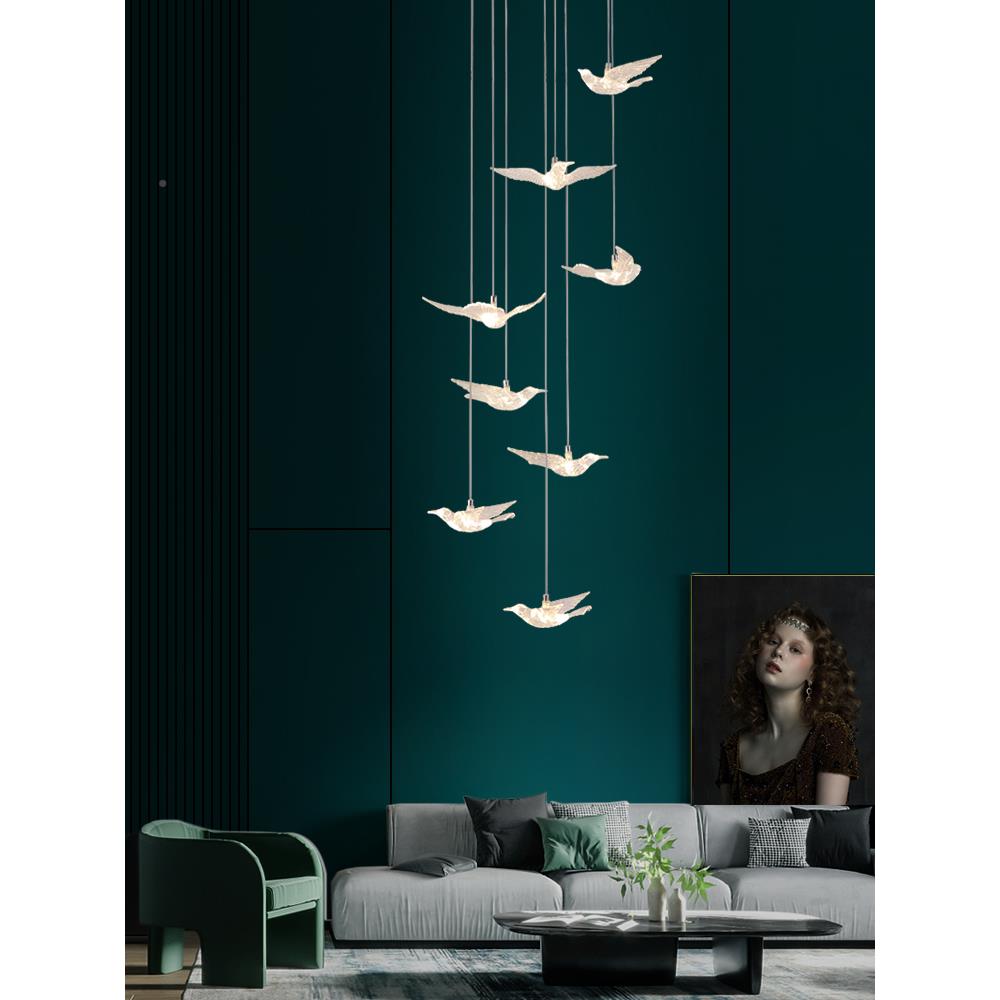 楼梯千纸鹤楼吊灯现代简约大气北中空复楼客厅公寓别欧墅式oft旋