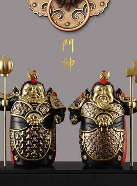 门神摆件护宅哼二将新中式家居饰品厅门口玄76102哈关电视客装柜