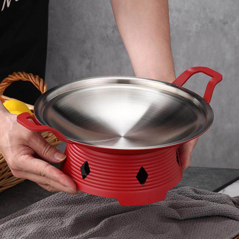 酒精炉头小火锅SG-1101-加厚锅锅仔炉商干用不锈钢浅汤不粘鱼锅海