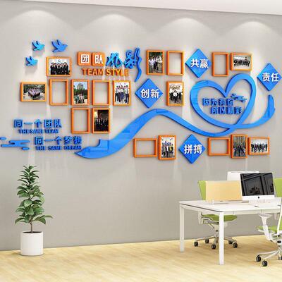 员工风采展示墙团队励志公化墙办室墙6704司面文装饰企业公形象照