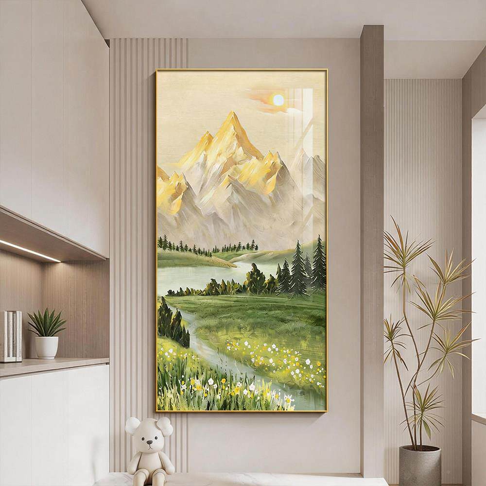 现代简约山景玄靠装饰画关客厅玄关-日挂画大气画高级感背有山壁