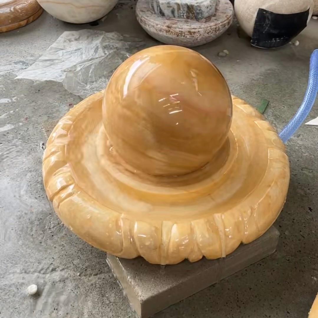 山水池型水流转球摆件工艺品水假景KJG家居石现代循环水转球
