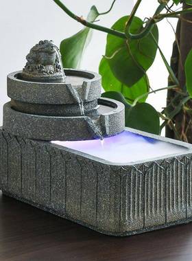 创意流水摆件新款面鱼饰H50063缸喷泉金蟾装关办公室玄桌循环水开