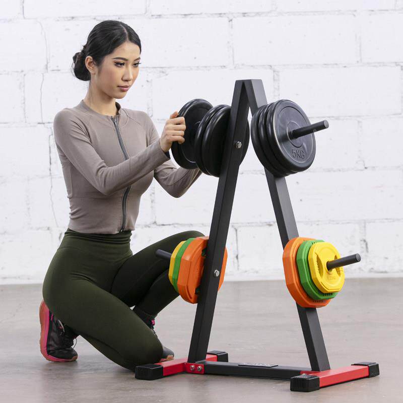 杠铃架小孔铃架家用健器身举重抓杠铃全胶手杠铃片储存架A-SPR存