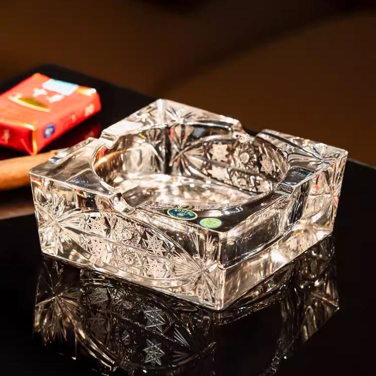 捷克进口BO室HEMIA高水晶玻璃烟灰缸办公厅档茶几烟客缸装饰摆件