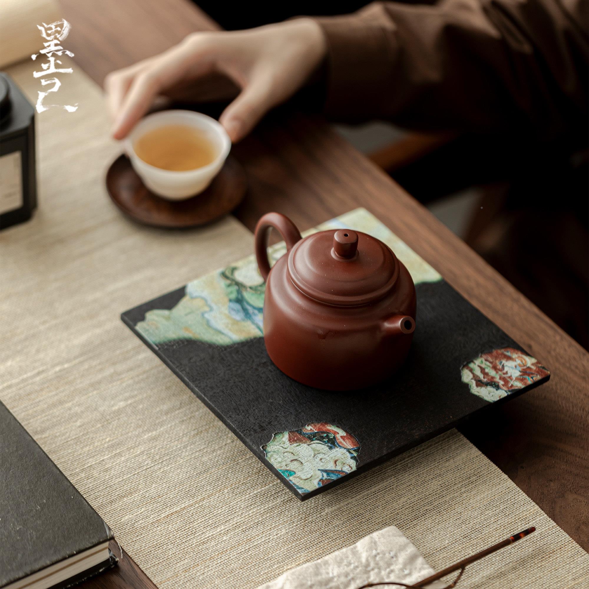 己茶盘墨胡202488桃木炭烧承中式禅意家用敦煌干泡台茶具人托盘壶