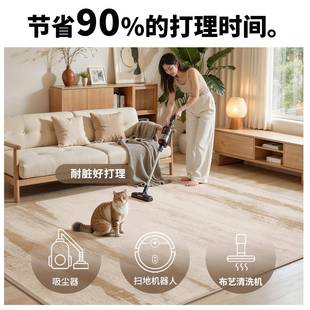 地毯厅原木侘寂风2室02新款轻奢5高级感免洗xlx-sfyr可擦防水客沙