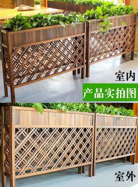 餐厅隔断花架防腐木饮栅栏围栏FEX火锅饭店卡座屏护风户花外木槽