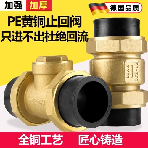 PE给水管止回阀铜卧立式双活接单向阀自来水管逆止阀4/6分DN20/25