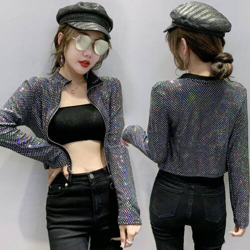 开衫长袖亮片外套闪闪上衣Cardigan sequin jacket sparkling top
