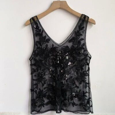 宽松闪闪上衣亮片背心女Loose sparkling top with sequined vest