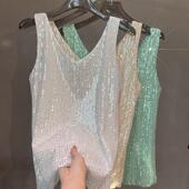 vest闪闪打底衫 blingbling 亮片背心女 with sequined base shirt
