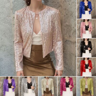 纯色开衫休闲亮片外套Solidcolor cardigan casual sequin jacket