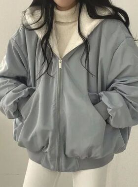 Long sleeved hooded cotton jacket for women 长袖连帽棉衣外套
