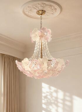 轻奢法式EBZ客灯吊灯馨浪漫卧室主2025新温款高级感网红花朵厅灯