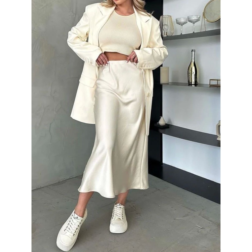 Smooth satin texture slimming skirt women 质感缎面显瘦半身裙