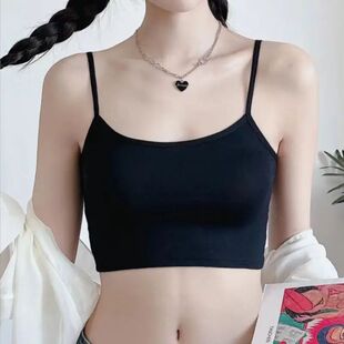 女士纯色U领吊带背心Women's solid color U-neck minimalist top