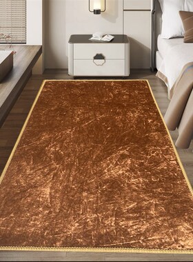 金黄色地毯卧室床边毯踏者生财床前脚垫土黄色地V垫房间满铺地毯