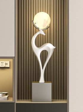 招财鹿玄关摆件客厅轻奢s高档电视柜旁边落地家居装饰乔迁新居礼