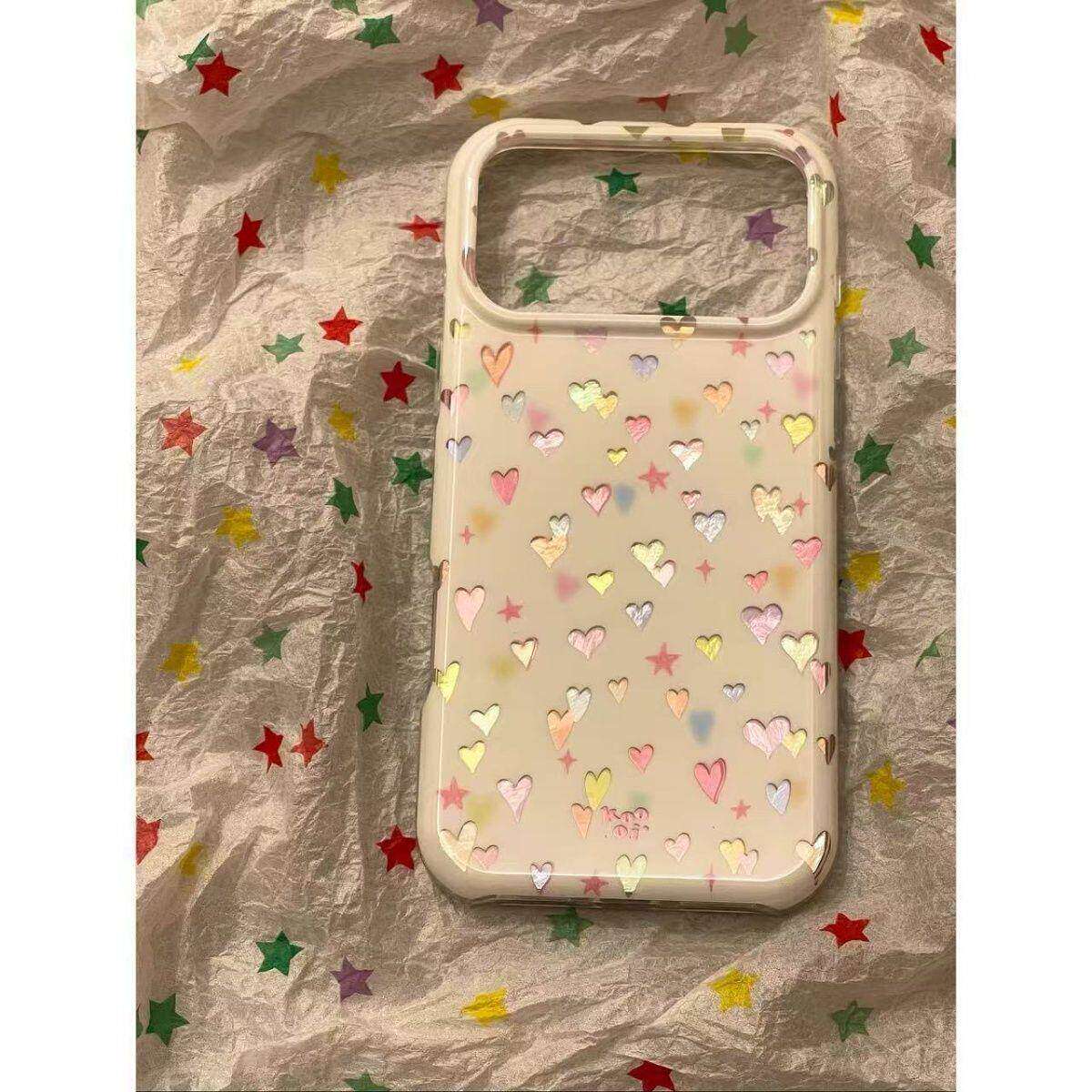 镭射彩色星辰爱心适用苹果17promax手机壳iphone17新款16pm少女17pm可爱16pro韩系17防摔Pro全包手机套