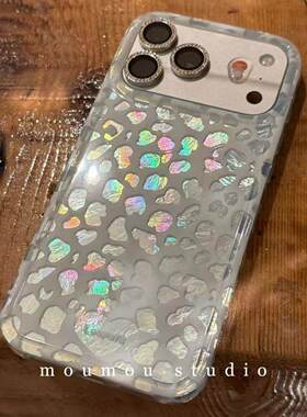 韩系ins温柔粉白色豹纹适用苹果17Promax手机壳iphone16pro新款15小众16pm创意15pm高级感17pro硅胶15pro全包