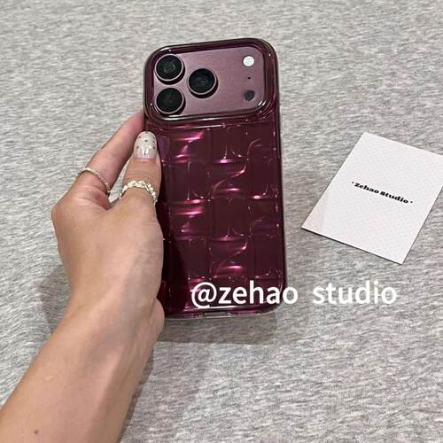 高级感镭射方块纹适用苹果18promax手机壳iphone17新款17pm日韩18proins16pro氛围感15挂绳17全包保护套