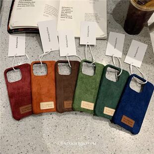 适用17苹果15手机壳16鹿皮绒布iphone15promax秋冬新款14pro个性13潮酷标签12防摔14大孔镜头11高级感