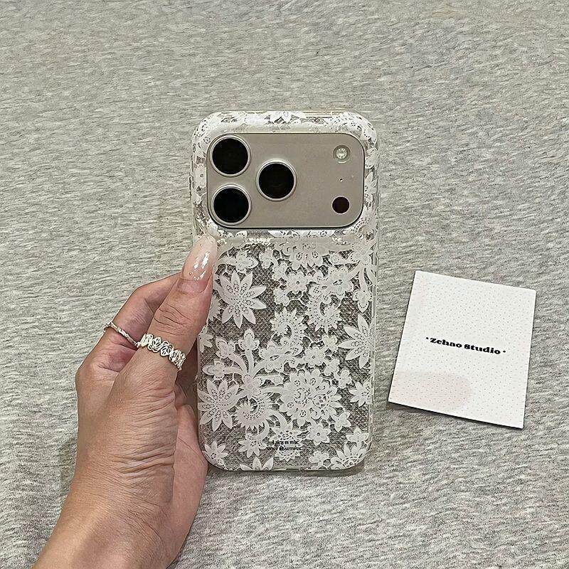 ins少女心蕾丝花纹适用苹果17手机壳iPhone17Promax新款16高级感15保护套16pro硅胶防摔全包带爱心支架女款软