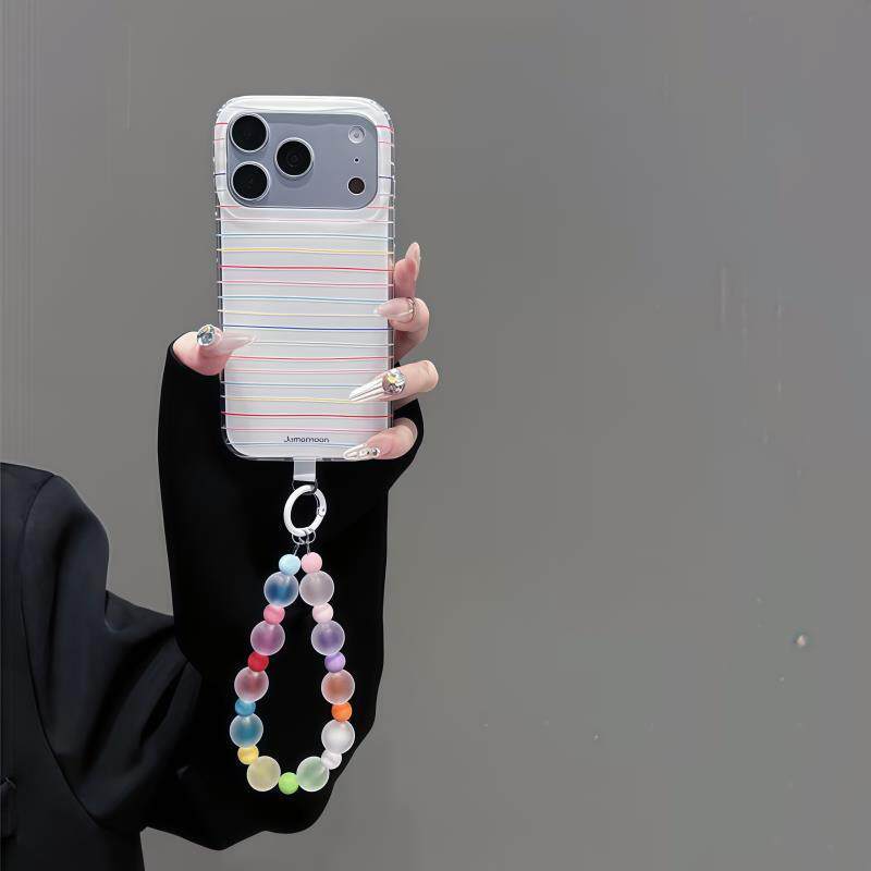 彩色画笔条纹适用于苹果17promax手机壳iPhone16promax斜挎可背带挂绳15Pro新款iPhone17Pro高级感15promax女