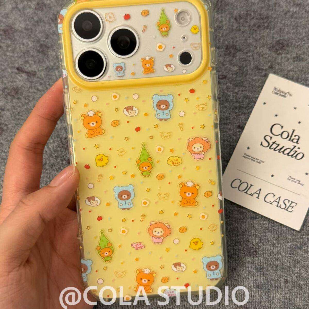 新品适用苹果17手机壳精孔镜头全包新款iphone16promax超火15专用保护巨好看日系可爱轻松熊防摔橙色软硅胶女