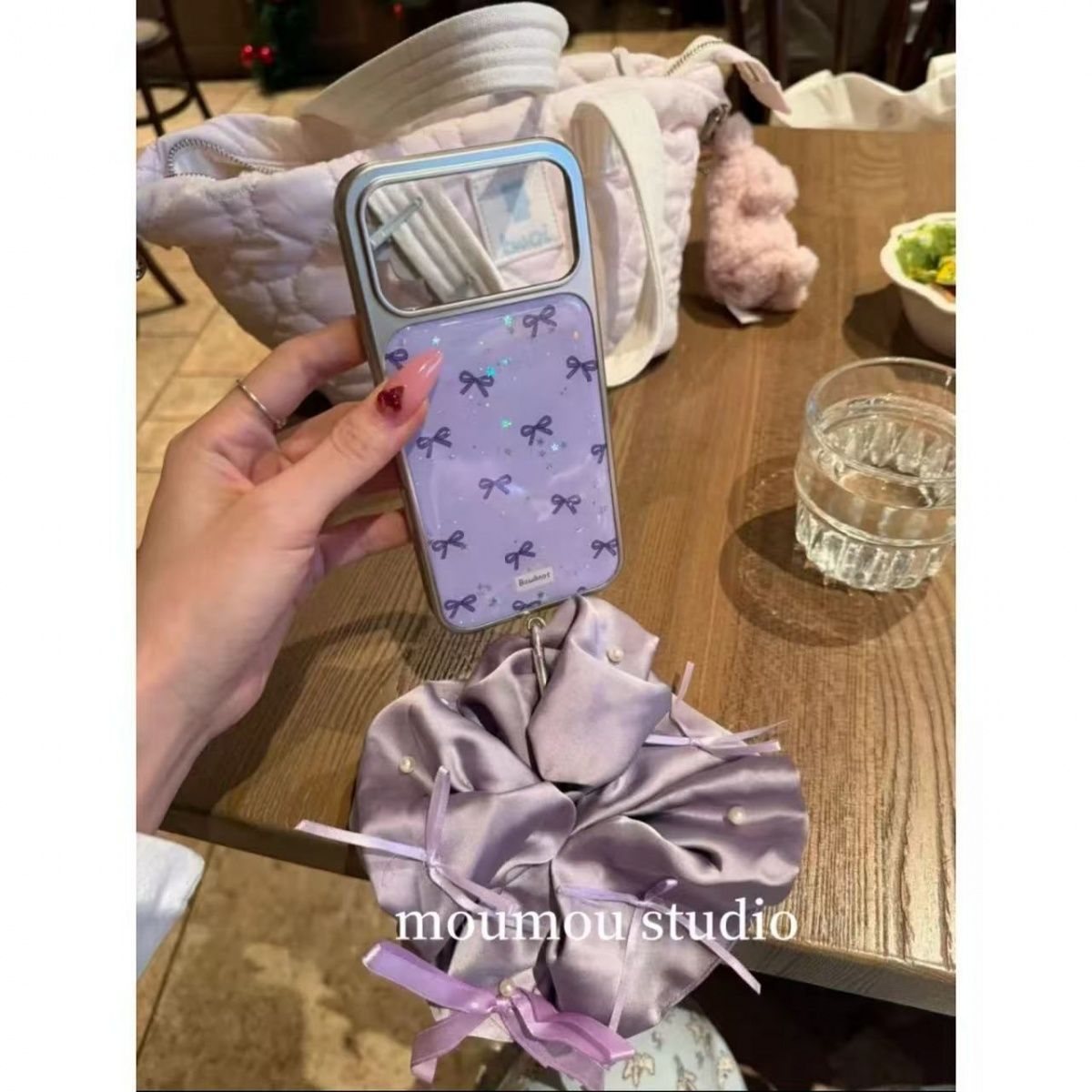 电镀银紫色仙女蝴蝶结滴胶适用苹果17promax手机壳iphone16promax新款13小众14pro卡通16日韩14创意15pro全包