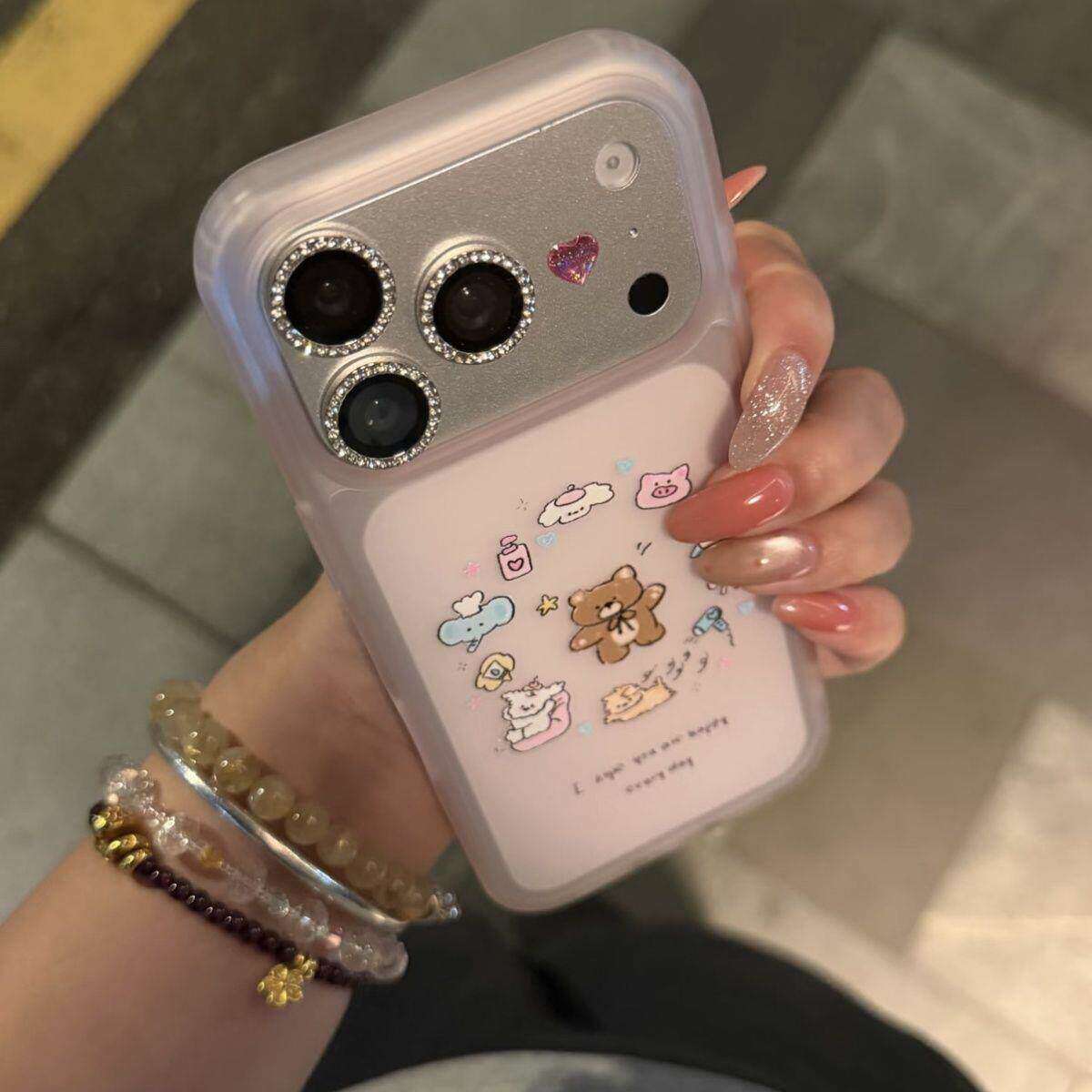 肤感磨砂粉底小动物适用苹果17promax可爱萌系iPhone16手机壳防汗