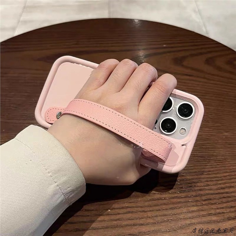 小众适用15/14/13软12ins腕带苹果16手机壳iPhone14promax软15plus潮12mini/13/xr粉色手腕带IPhone16promax