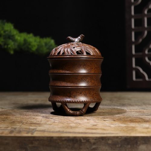 速发纯香香炉三足竹节炉家用香篆熏炉仿古宣室炉茶道铜道居德礼佛