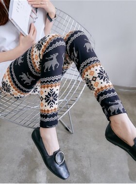 速发新码夏大浪高弹力九分裤彩色几何波款印花涂鸦打底裤