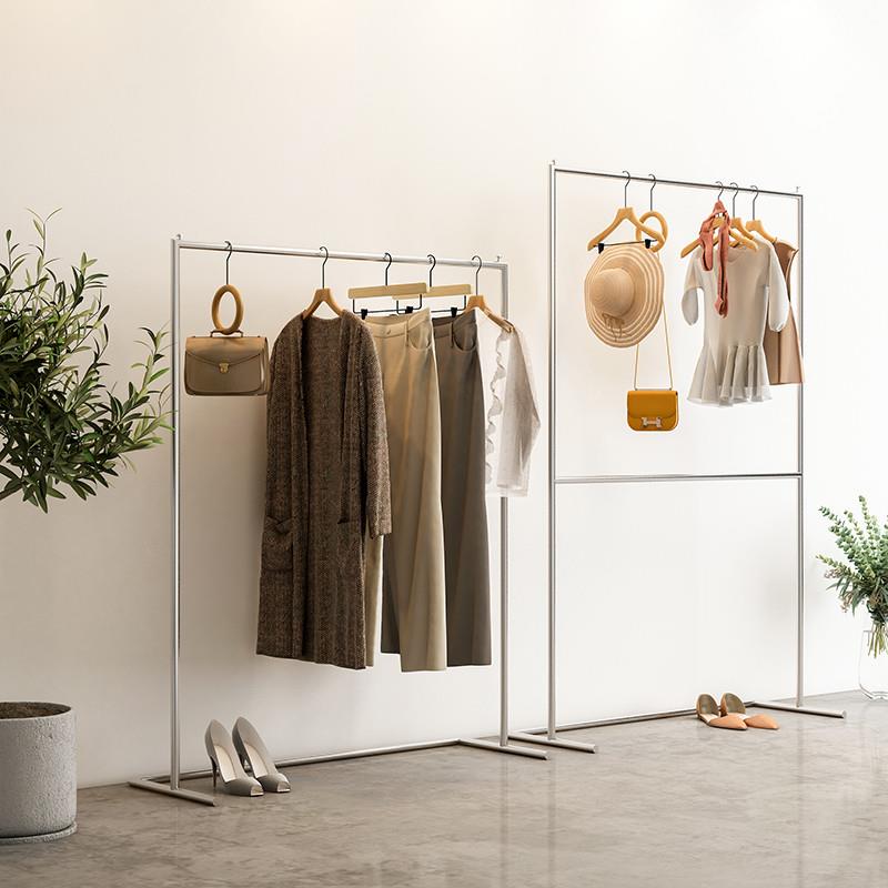 速发服装店展示架不锈钢落地挂衣架简约装陈列架子童装升降双层货